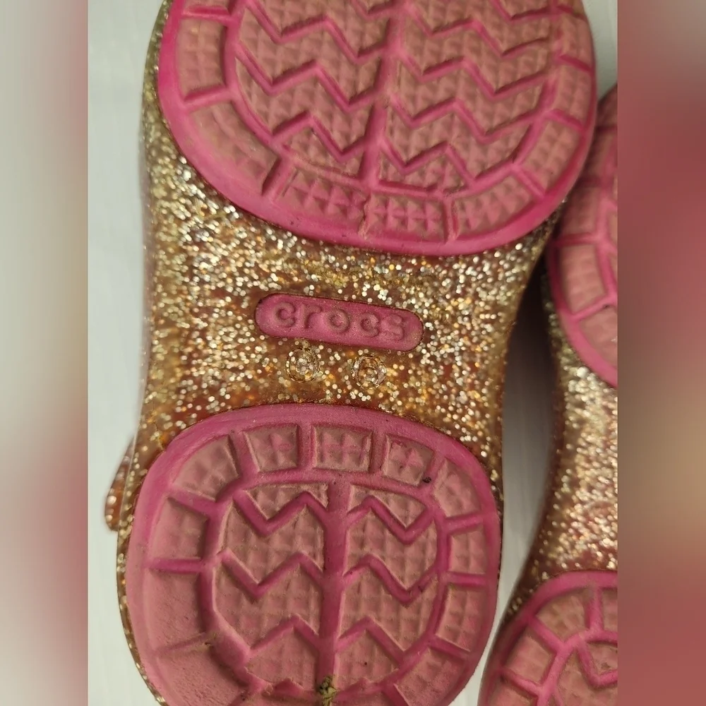 Crocs Pink Isabella Unicorn Glitter Jelly Sandals sz Toddler 6